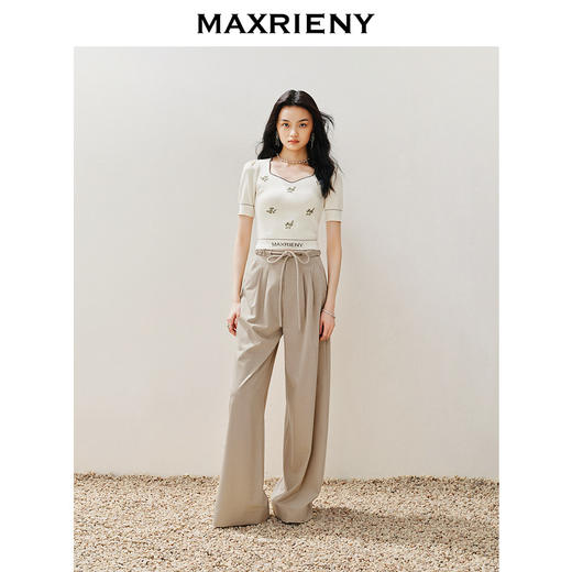 MAXRIENY优雅复古感收腰钉珠绣花毛衫修身显瘦上衣(货号:MS85SW048) 商品图1