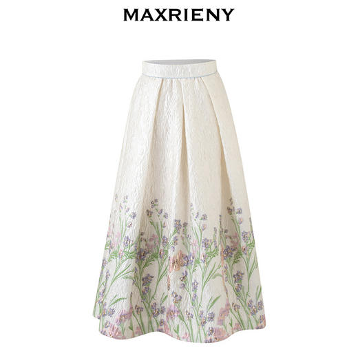 MAXRIENY浪漫复古感花卉提花半裙半身裙子长裙(货号:MS85SK009) 商品图4