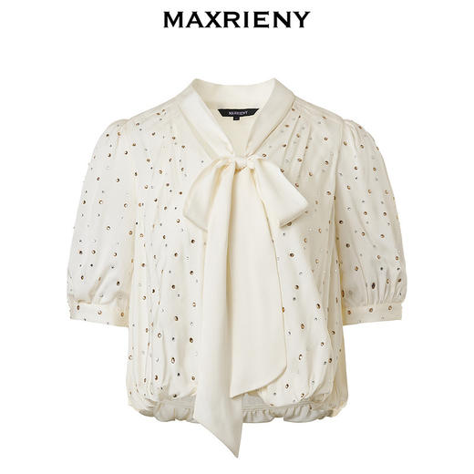【Day Dreaming-主题纪念款】MAXRIENY甜美烫钻波点蝴蝶结上衣(货号:MC85TP089) 商品图4