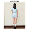 MAXRIENY蓝白格纹撞边千金小香风半裙不对称小裙子(货号:MS88SK252) 商品缩略图3