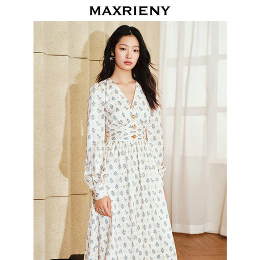 【商场同款】MAXRIENY*复古散摆连衣裙宫廷裙薄荷曼波风穿搭(货号:MS85DR006) 商品图2