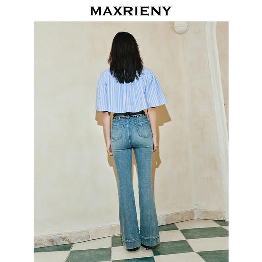 【英式雅皮士-商场同款】MAXRIENY复古摩登珠花条纹上衣衬衫女(货号:MC85TP033) 商品图3