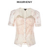 MAXRIENY浪漫复古感粉色提花收腰上衣春(货号:MC88TP088) 商品缩略图4