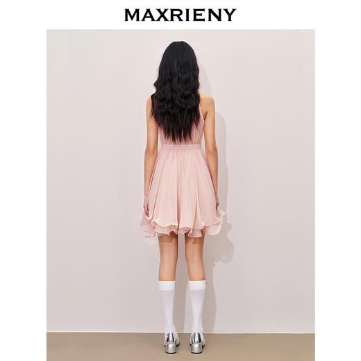 【异域·摩洛哥-商场同款】MAXRIENY优雅浪漫风蜜桃粉A摆娃娃裙(货号:MC85DR386) 商品图3