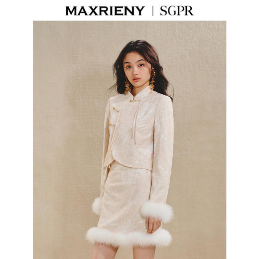 [东方新摩登]MAXRIENY贵雅新中式外套国风盘扣领肌理感提花上衣(货号:MS85JA516) 商品图2