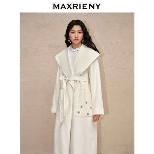 MAXRIENY浴袍式廓形宽松翻领大衣过膝长款外套女(货号:MC88CT785) 商品图2