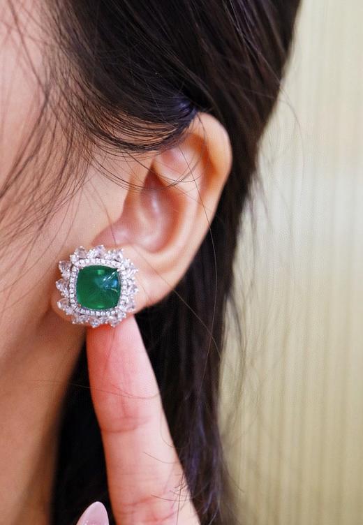 18K糖塔祖母绿耳钉7.50ct 商品图7