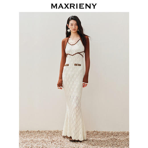 【异域·摩洛哥-商场同款】MAXRIENY复古浪漫鱼尾钉珠连衣裙长款(货号:MC85DR282) 商品图1