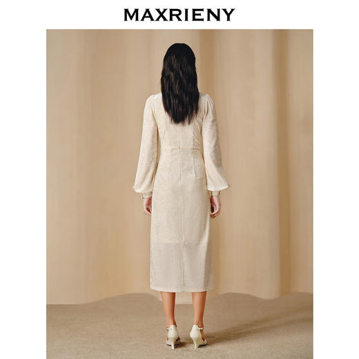 MAXRIENY法式复古连衣裙钻石绒围裹绑带松弛感裙子(货号:MC88DR808) 商品图3