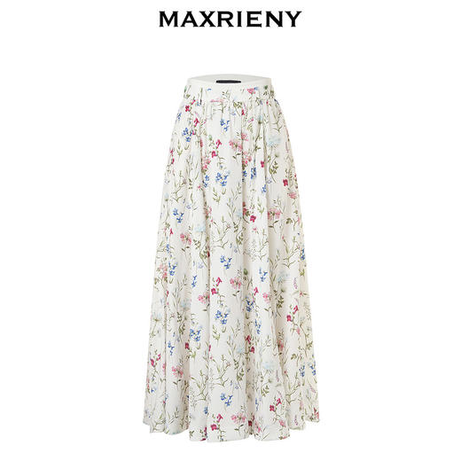 【浪漫花园-商场同款】MAXRIENY复古诗意花卉百褶裙2024半身裙夏(货号:MC85SK008) 商品图4