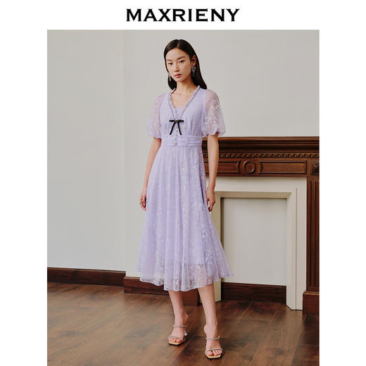 MAXRIENY欧式园艺风仙美连衣裙蝴蝶仙紫蕾丝裙子(货号:MC88DR340) 商品图2