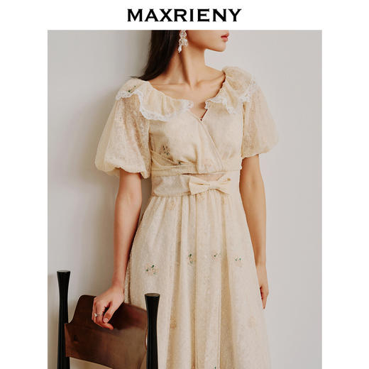 MAXRIENY欧式田园风茶歇裙网纱摆裙法式复古连衣裙(货号:MC88DR274) 商品图3