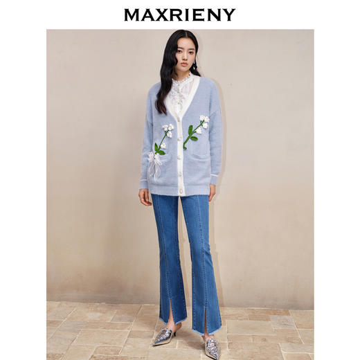 MAXRIENY*浪漫感铃兰立体花毛织开衫冬季针织衫(货号:MS88JA518) 商品图3
