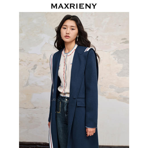 MAXRIENY*复古海军风直身大衣毛呢外套长款(货号:MC88CT504) 商品图2
