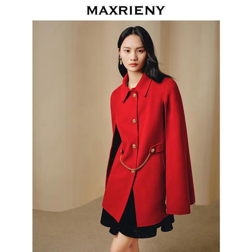 MAXRIENY*极简廓形毛呢外套23冬款a字羊毛斗篷女(货号:MC88CT795) 商品图2
