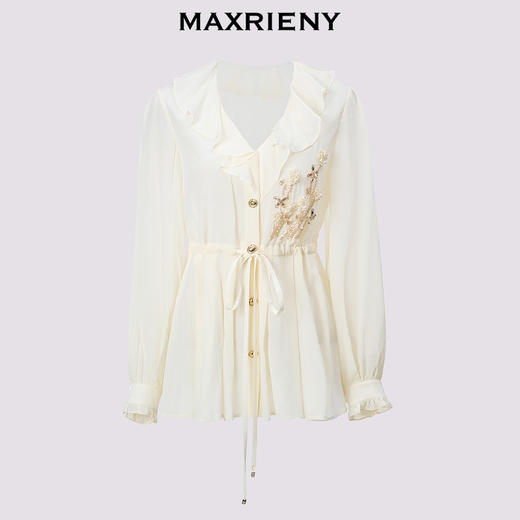 【异域·摩洛哥-商场同款】MAXRIENY*休闲风宽松钉珠真丝外套(货号:MC85JA262) 商品图4