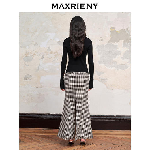 MAXRIENY法式复古感千鸟格鱼尾半裙23秋冬半身裙(货号:MC88SK569) 商品图3