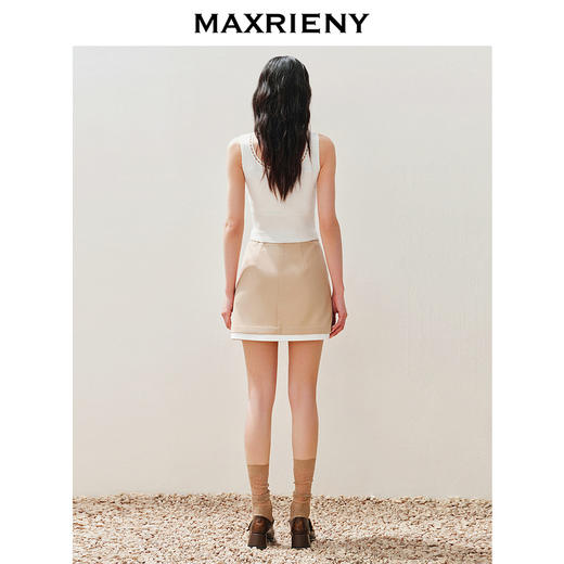 【浪漫花园-商场同款】MAXRIENY针织抽褶珍珠边复古毛衫背心上衣(货号:MC85SW300) 商品图3