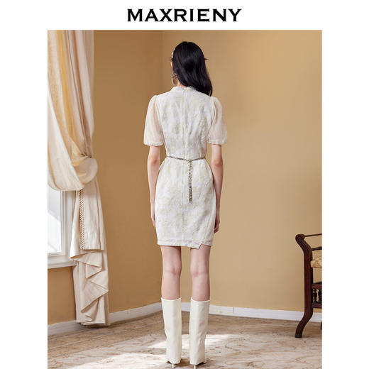 MAXRIENY改良立领旗袍秋泡泡袖连衣裙修身花苞裙(货号:MC87DR568) 商品图2