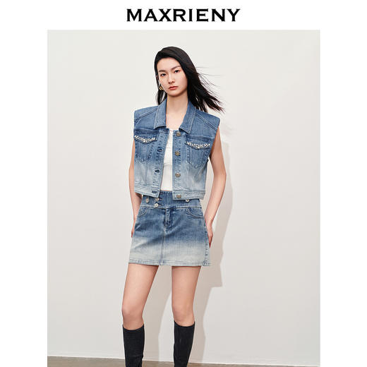 【静奢度假-商场同款】MAXRIENY*休闲风渐变牛仔半身裙直筒(货号:MC85SK276) 商品图2