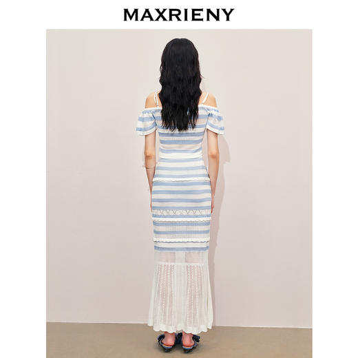 【商场同款】MAXRIENY甜美少女感一字肩吊带针织上衣女修身显瘦(货号:MS85SW264) 商品图3