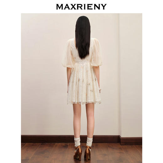 MAXRIENY华丽宫廷连衣裙泡泡袖裙子订婚领证小礼裙(货号:MC88DR385) 商品图3