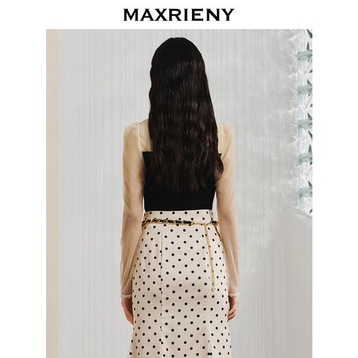 MAXRIENY复古宫廷风网纱针织拼接上衣女针织衫(货号:MC88SW048) 商品图3