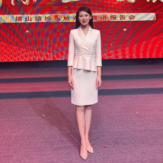 IWY/修身白色演讲主持人西装连衣裙七分袖商务教师面试职业通勤裙23Q472 商品图1