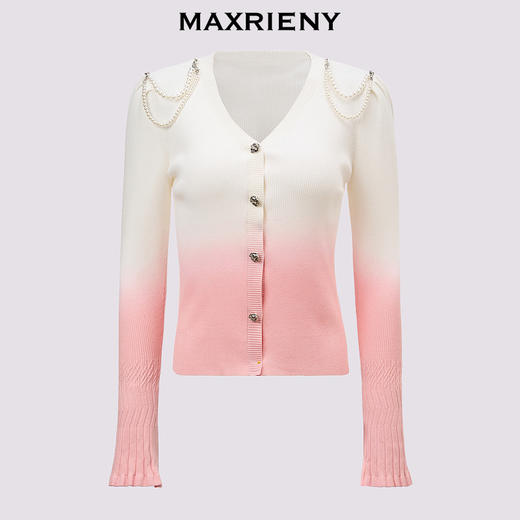 【贵雅日常-商场同款】MAXRIENY复古少女感玫瑰扣喇叭袖针织开衫(货号:MC85SW508) 商品图4