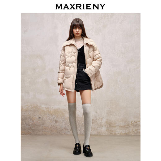 MAXRIENY衬衣式翻领轻薄羽绒服肌理感宽松外套(货号:MS88DC516) 商品图1
