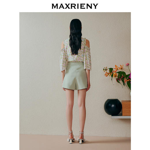 MAXRIENY薄荷曼波风喇叭袖雪纺衫田园风印花上衣(货号:MC88TP351) 商品图3