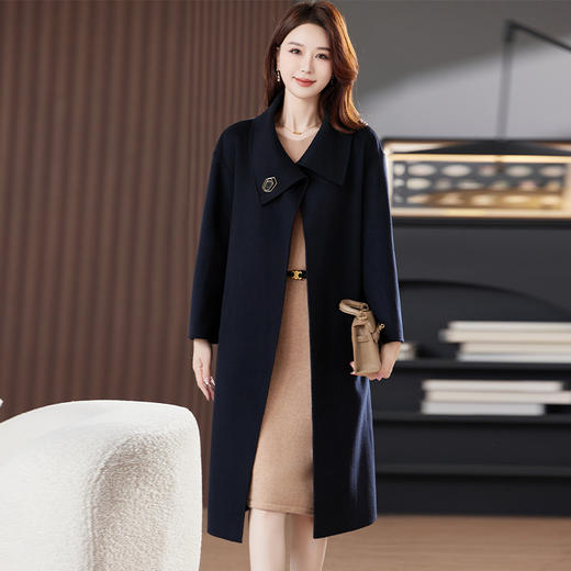 TC 833222外套中长款妈妈装双面呢子宽松显瘦羊毛大衣 商品图3