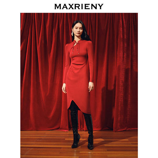 MAXRIENY新年红旗袍复古国风连衣裙(货号:MC88DR811) 商品图3