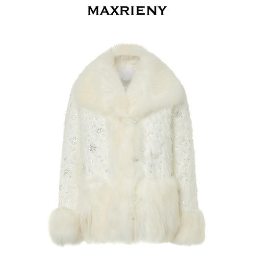 【商场同款】MAXRIENY*轻奢廓形外套2023冬季新款狐狸毛皮草女(货号:MC88FU503) 商品图4