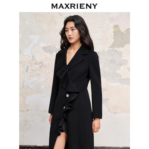 MAXRIENY星钻大衣荷叶边翻领双面呢羊毛外套(货号:MC88CT510) 商品图2