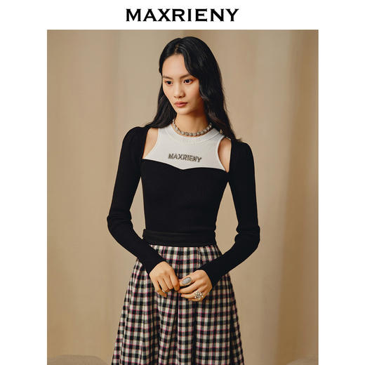 MAXRIENY*复古轻奢钉珠套头毛衫小心机修身上衣(货号:MC88SW847) 商品图2