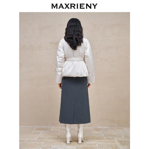 MAXRIENY极简翻领羽绒服廓形绑带收腰棉服外套(货号:MC88DC771/MS88DC531) 商品图3