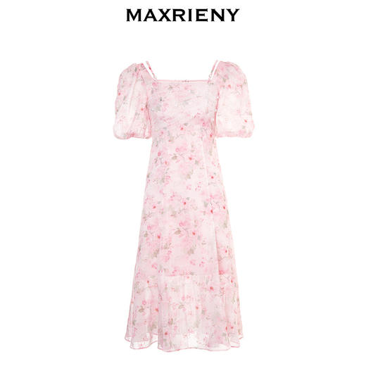 【商场同款】MAXRIENY甜美复古桃花美人连衣裙夏款收腰显瘦(货号:MS88DR012) 商品图4