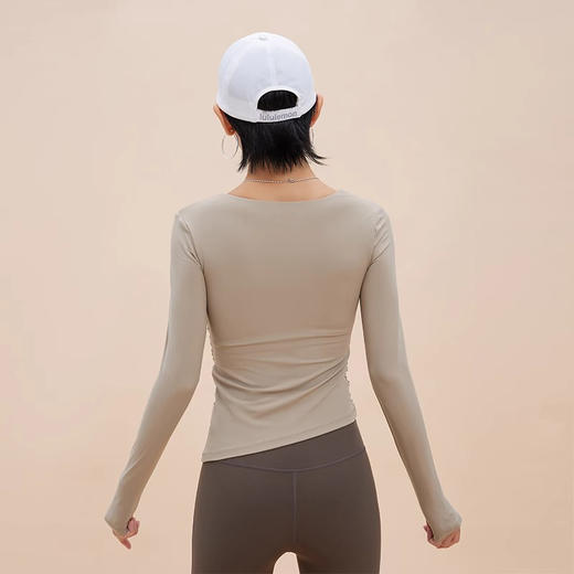 【限时秒】YOGACODE【火树银花系列】2024 欧美斜领瑜伽长袖T恤女网纱拼接带胸垫运动上衣DWTS124017 商品图2