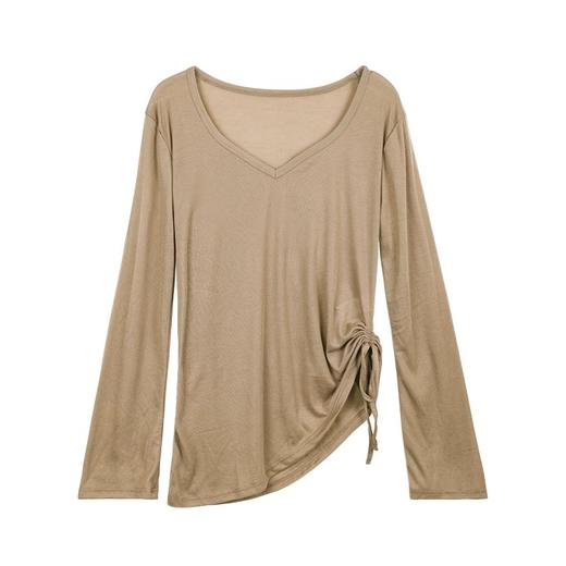 【限时秒】YOGACODE【火树银花系列】 瑜伽罩衫长袖遮臀女褶皱抽绳t恤DWTS124116 商品图3