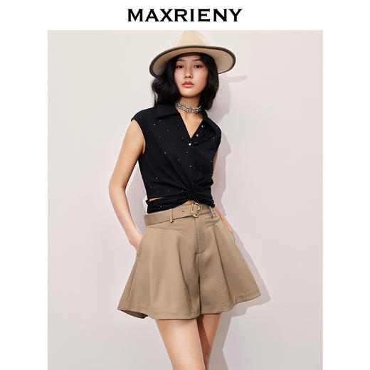 【商场同款】MAXRIENY*休闲烫钻上衣腰部镂空小众设计高级感(货号:MC85TS261) 商品图2