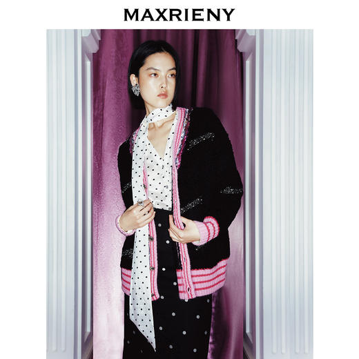 MAXRIENY撞色刺绣开衫外套2023冬季新款(货号:MC88JA807) 商品图3