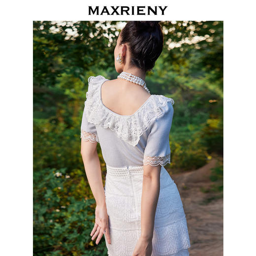 MAXRIENY彼得潘领毛衫夏宫廷风刺绣针织上衣气质(货号:MC87SW280) 商品图2