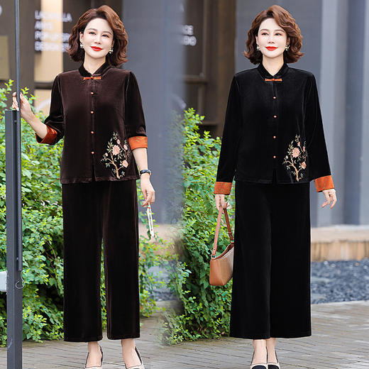 MC B69妈妈时尚套装品质金丝绒两件套 商品图0