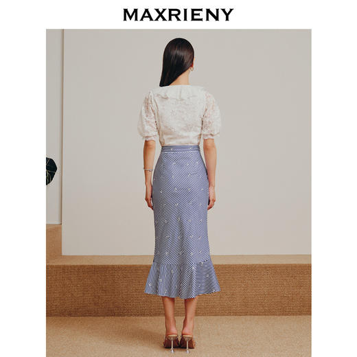 MAXRIENY海军风蕾丝雪纺衫夏季*浪漫感上衣女(货号:MC88TP361) 商品图3