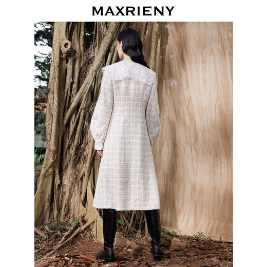 MAXRIENY廓形复古格纹大衣长款冬季新款风衣女(货号:MC87CT778) 商品图3