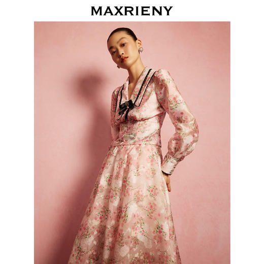MAXRIENY温柔桃花提花a字半身裙长裙春(货号:MC88SK065) 商品图2