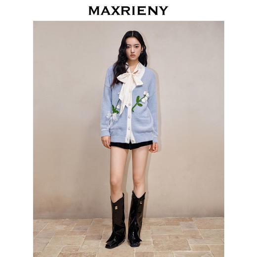 MAXRIENY*浪漫感铃兰立体花毛织开衫冬季针织衫(货号:MS88JA518) 商品图1