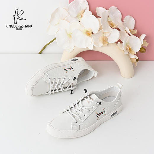 经典鲨2024年秋季新款韩版男士平底一脚蹬舒适休闲板鞋KW08-D33061 商品图1