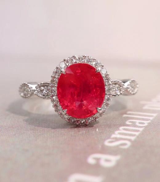 1.8克拉精品无烧莲花色尖晶戒指 商品图0